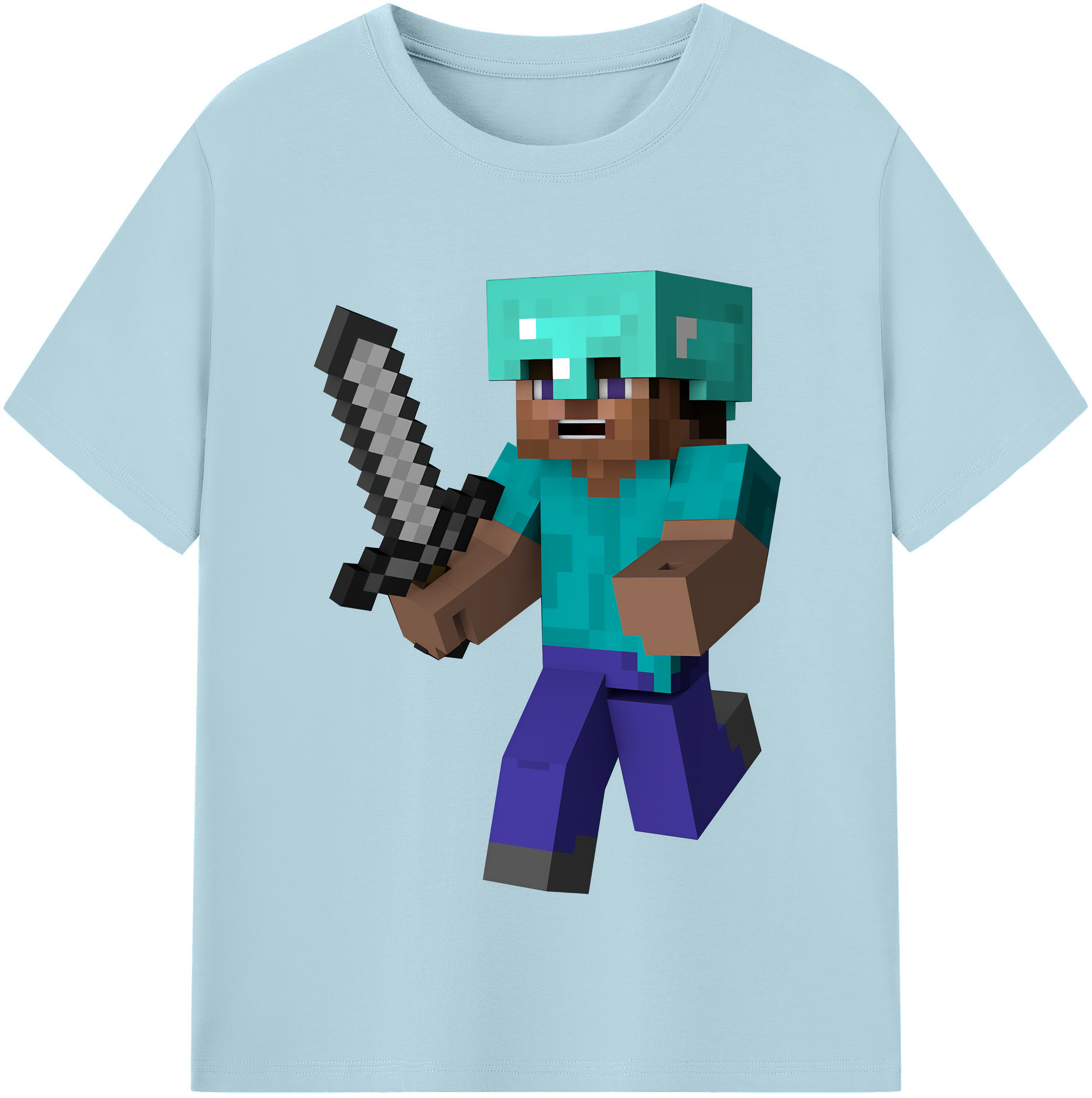 （画像用） マインクラフト ブロックの世界 Minecraft MC Block world 綿100％半袖Tシャツ（フロントプリント）